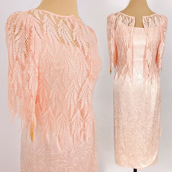 1920s Flapper Midi Dress Crochet Fringe Shawl - Picture 1 of 16